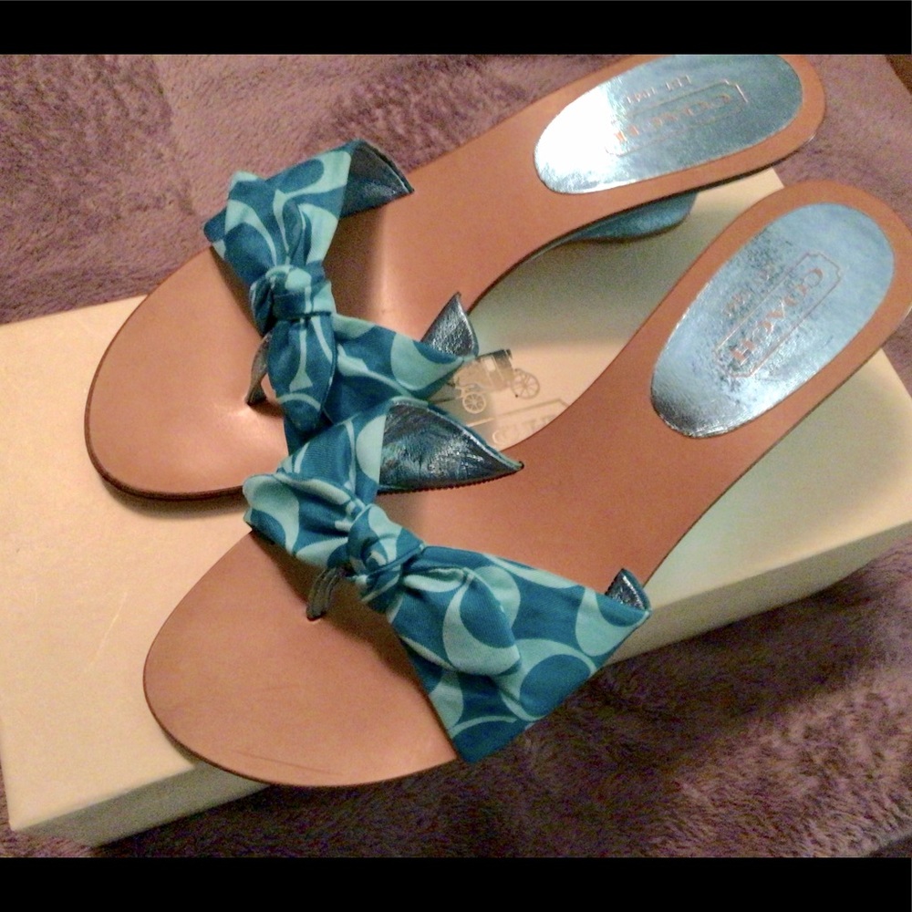 Coach Sandles turquoise/blue! Size 9.